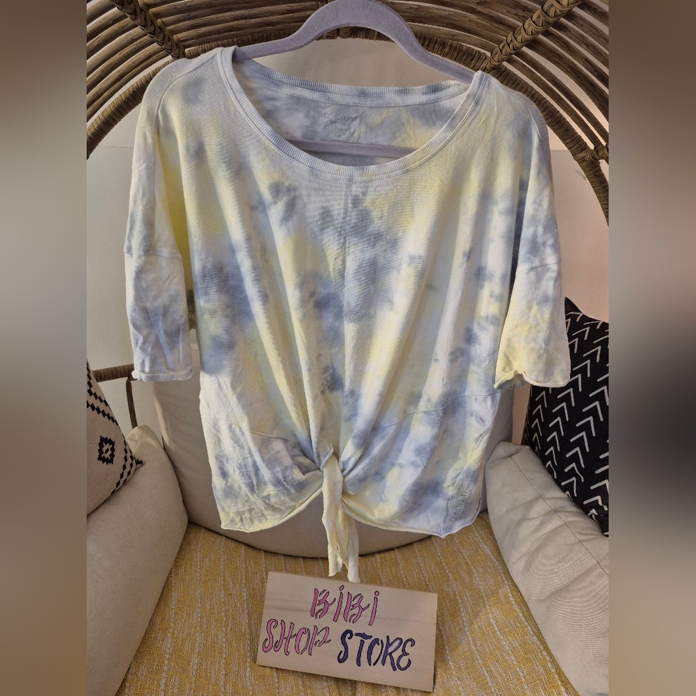 Calvin Klein Performance Women's Tie-Dye Top - Blue and Yellow